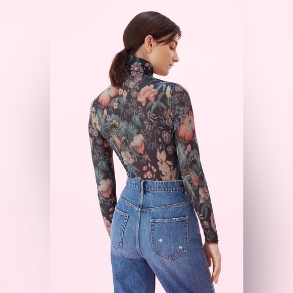 REBECCA TAYLOR La Vie Faded Garden Mesh Top in Dark Navy Combo Large - Picture 3 of 9